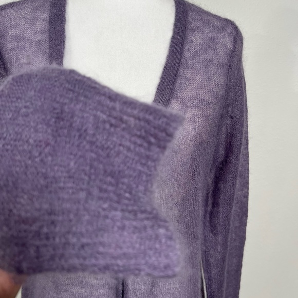 J Jill  Large Sweater Cardigan Mohair Nylon Wool Violet - Picture 10 of 12